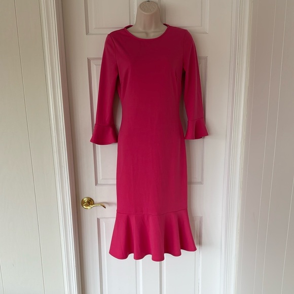 Lulus Pink Trumpet Hem Midi Dress Creme de la Creme Size S - Picture 4 of 9